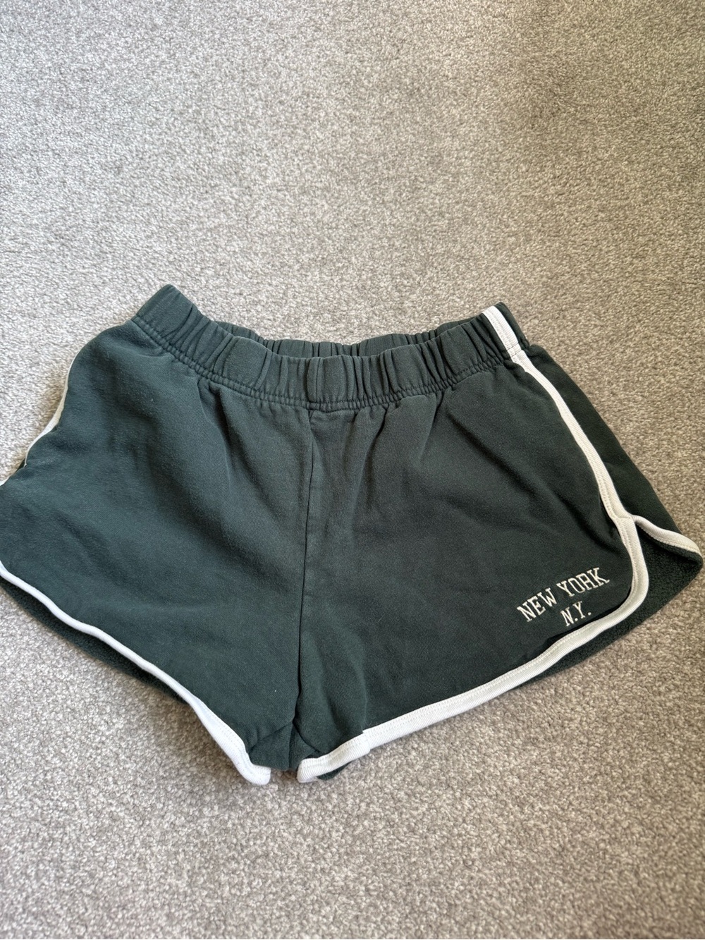 Brandy Melville Dark Green Athletic Shorts with White Trim